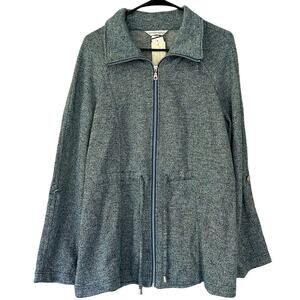 New Christopher & Banks hooded full zip shirt peplum hoodie preppy metallic L